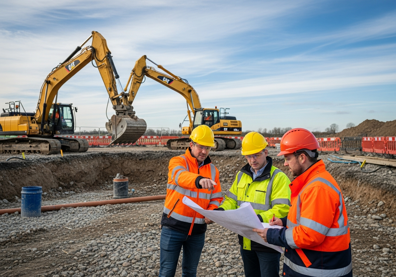AB Construction civil engineering team on site