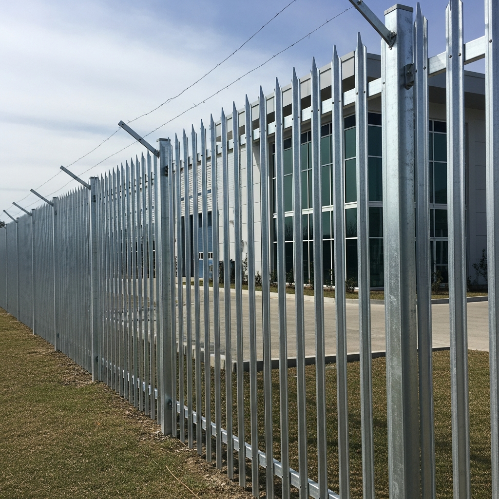 Commercial palisade security fencing